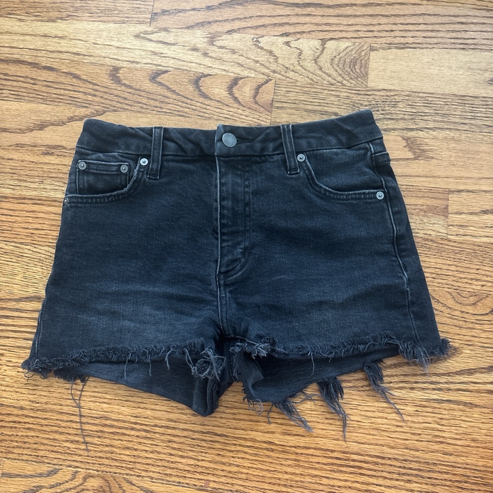 Aritzia Black Jean Shorts with Frayed Hem